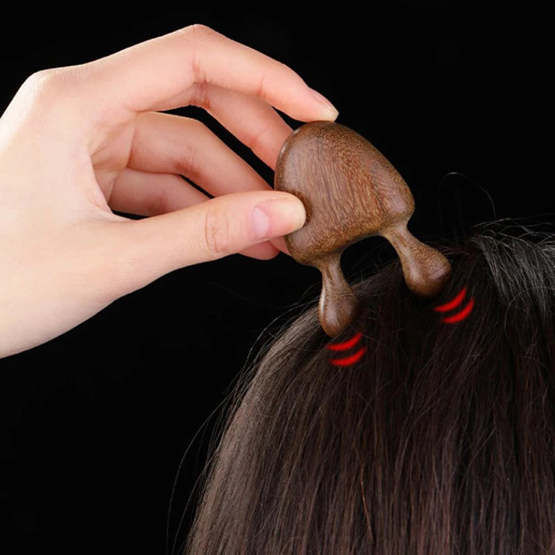 1PC Wooden Massager Green Sandalwood Gua Sha Scraper Cute Bone Guasha Head and Neck Massage Tool Scraping Acupuncture Therapy