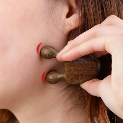 1PC Wooden Massager Green Sandalwood Gua Sha Scraper Cute Bone Guasha Head and Neck Massage Tool Scraping Acupuncture Therapy