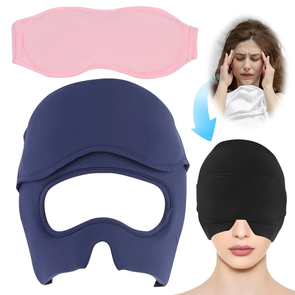 Migraine Relief Hat Headache Ice Cap Full Head Migraine Ice Head Wrap Head Heat Treatments Hat for Head Relaxation