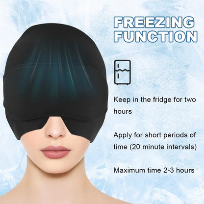 Migraine Relief Hat Headache Ice Cap Full Head Migraine Ice Head Wrap Head Heat Treatments Hat for Head Relaxation