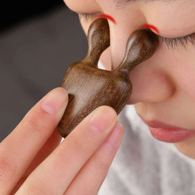 1PC Wooden Massager Green Sandalwood Gua Sha Scraper Cute Bone Guasha Head and Neck Massage Tool Scraping Acupuncture Therapy